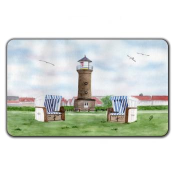Frühstücksbrettchen Brettchen Aquarell Maritim Kunst Druck Kunstdruck Nordsee Juist Leuchtturm Insel