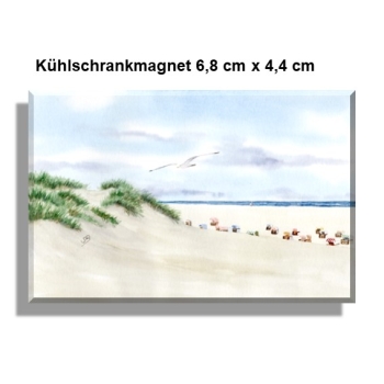 Fridge magnet  Watercolor Art Print Beach Chair Sunset North Sea Island Juist - Beach chairs on the beach - Juist 8