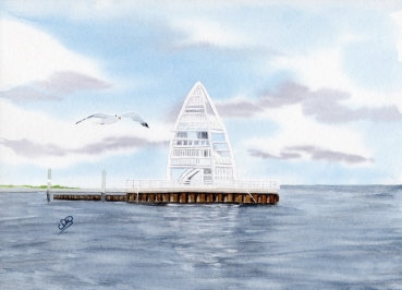 Folienmagnet Aquarell Maritim Kunst Druck Kunstdruck Nordsee Juist Seezeichen Zitronenpresse  - Juist 11