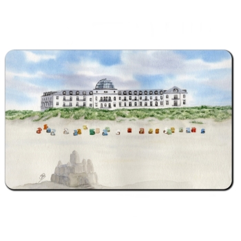 Frühstücksbrettchen Brettchen Aquarell Kunst Druck Kunstdruck Strandkorb Sonnenuntergang Nordsee Insel  Juist - Strandkorbe am Strand - Juist 8