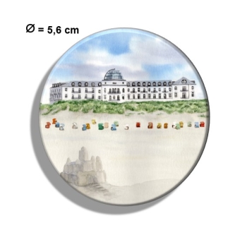 Kühlschrankmagnet m. Flaschenöffner Aquarell Kunst Druck Kunstdruck Strandkorb Sonnenuntergang Nordsee Insel Juist - Strandhotel Kurhaus Juist weiter Strand - Juist 14