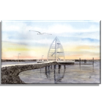 Leinwand 30 x 20 cm Keilrahmen Canvas-Leinen Aquarell Maritim Kunst Druck Kunstdruck Nordsee Juist Seezeichen Hafen Zitronenpresse  - Juist 4