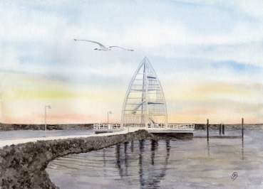 Folienmagnet Aquarell Maritim Kunst Druck Kunstdruck Nordsee Juist Seezeichen Hafen Zitronenpresse Insel