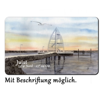 Frühstücksbrettchen Brettchen Aquarell Maritim Kunst Druck Kunstdruck Nordsee Juist Seezeichen Hafen Zitronenpresse  - Juist 4