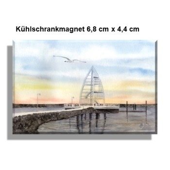 Kühlschrankmagnet  Aquarell Maritim Kunst Druck Kunstdruck Nordsee Juist Seezeichen Hafen Zitronenpresse  - Juist 4