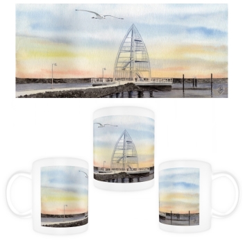 Tasse Becher Kaffeebecher Aquarell Maritim Kunst Druck Kunstdruck Nordsee Juist Seezeichen Hafen Zitronenpresse  - Juist 4