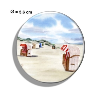 Kühlschrankmagnet m. Flaschenöffner Aquarell Kunst Druck Kunstdruck Strandkorb Sonnenuntergang Nordsee Insel Juist - Strandkorbe am Strand - Juist 8