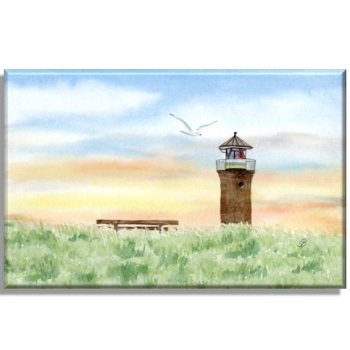 Leinwand 30 x 20 cm Keilrahmen Canvas-Leinen Aquarell Maritim Kunst Druck Kunstdruck Nordsee Juist Leuchtturm Insel