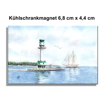 Fridge magnet  Watercolor Maritime Art Print Baltic Sea I- Kiel Lighthouse Sailing ship Kiel Fjord - Kiel1