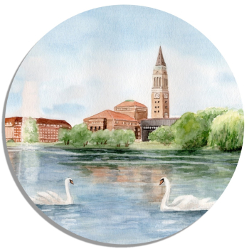 Coasters glass coasters 9,5 x  9,5 cm Watercolor Maritime Art Print Baltic Sea - Kiel City Hall - Kiel2