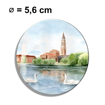 Fridge magnet with bottle opener Watercolor Maritime Art Print Baltic Sea - Kiel City Hall - Kiel2