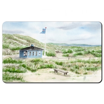 Frühstücksbrettchen Brettchen Aquarell Maritim Kunst Druck Kunstdruck Nordsee Dänemark Danmark Hirtshals blauer Kiosk Tversted det bla ishus blaue Eisbude