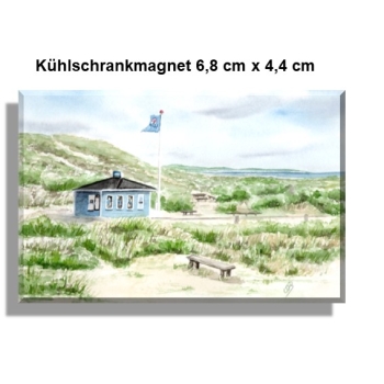 Kühlschrankmagnet  Aquarell Maritim Kunst Druck Kunstdruck Nordsee Dänemark Danmark Hirtshals blauer Kiosk Tversted det bla ishus blaue Eisbude