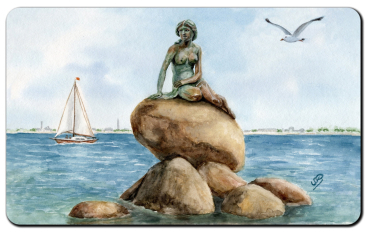Preview: Frühstücksbrettchen Brettchen Kopenhagen - Statue "Kleine Meerjungfrau" - Kop1