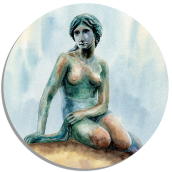 Untersetzer Glasuntersetzer rund 9,5 cm Kopenhagen - Statue 