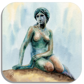 Untersetzer Glasuntersetzer 9,5 x 9,5 cm Kopenhagen - Statue 