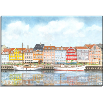 Stretcher frame canvas 30 x 20 cm linen watercolor maritime art print art print  Denmark Danmark Copenhagen Harbor Københavns Havn