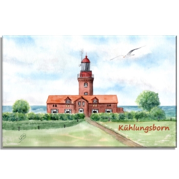 Leinwand 30 x 20 cm Keilrahmen Canvas-Leinen  Aquarell Maritim Kunst Druck Kunstdruck Ostsee Kühlungsborn Leuchtturm