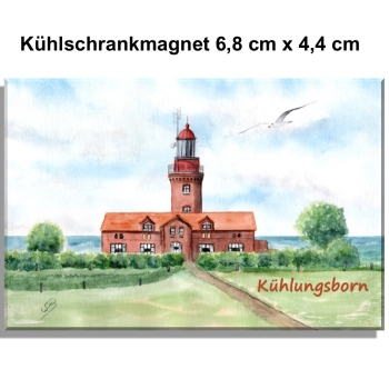 Kühlschrankmagnet  Aquarell Maritim Kunst Druck Kunstdruck Ostsee Kühlungsborn Leuchtturm