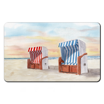 Frühstücksbrettchen Aquarell Kunst Maritim Druck Kunstdruck Strandkörbe am Meer von Sylt Westerland -Sylt23