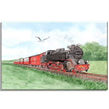 Leinwand 30 x 20 cm Keilrahmen Canvas-Leinen  Aquarell Maritim Kunst Druck Kunstdruck Ostsee Kühlungsborn Molli