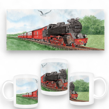 Tasse Becher Kaffeebecher  Aquarell Maritim Kunst Druck Kunstdruck Ostsee Kühlungsborn Molli