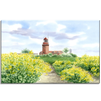 Stretcher frame canvas 30 x 20 cm linen Watercolor Maritime Art Print Baltic Sea Kühlungsborn Lighthouse