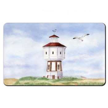 Frühstücksbrettchen Brettchen Aquarell Maritim Kunst Druck Kunstdruck Nordsee Insel Langeoog Wasserturm Leuchtturm