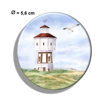 Kühlschrankmagnet m. Flaschenöffner Aquarell Maritim Kunst Druck Kunstdruck Nordsee Insel Langeoog Wasserturm Leuchtturm