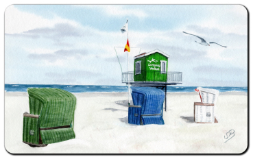 Frühstücksbrettchen Brettchen Langeoog grüner Badeturm Strandkörbe - L12