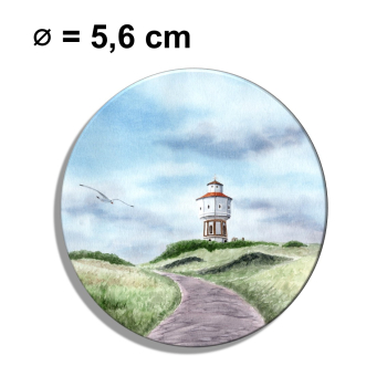 Kühlschrankmagnet m. Flaschenöffner Aquarell Maritim Kunst Druck Kunstdruck Nordsee Insel Langeoog Wasserturm Leuchtturm