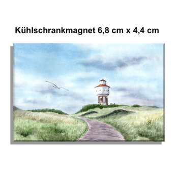 Kühlschrankmagnet Aquarell Maritim Kunst Druck Kunstdruck Nordsee Insel Langeoog Wasserturm Leuchtturm