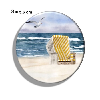 Kühlschrankmagnet m. Flaschenöffner Aquarell Maritim Kunst Druck Kunstdruck Nordsee Insel Langeoog Strandkorb Strand Meer