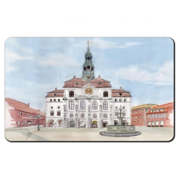 Frühstücksbrettchen Brettchen  Aquarell Kunst Druck Kunstdruck Lüneburger Heide Lüneburg  Stsdt Rathaus