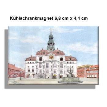 Kühlschrankmagnet   Aquarell Kunst Druck Kunstdruck Lüneburger Heide Lüneburg  Stadt Rathaus