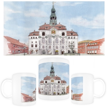 Tasse Becher Kaffeebecher   Aquarell Kunst Druck Kunstdruck Lüneburger Heide Lüneburg  Stadt Rathaus
