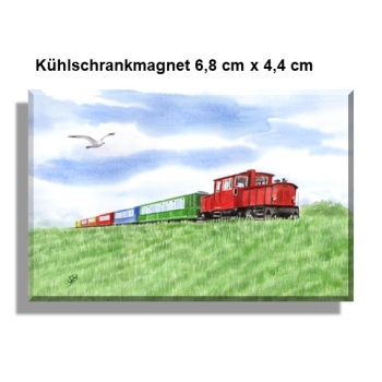 Fridge magnet Watercolor Maritime Art Print North Sea Island Langeoog  train railway
