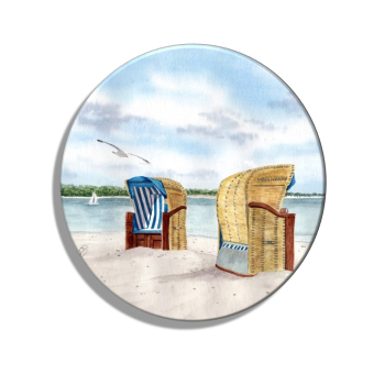 Kühlschrankmagnet m. Flaschenöffner  Aquarell Maritim Kunst Druck Kunstdruck Ostsee Laboe Strand Strandkorb - LB1