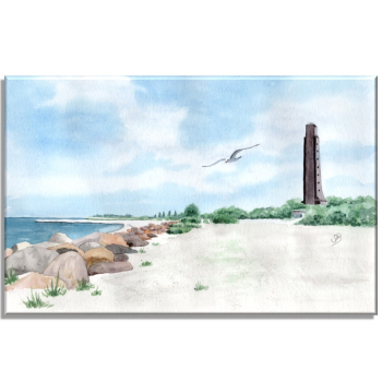 Stretcher frame canvas 30 x 20 cm linen Watercolor Maritime Art Print Baltic Sea Island Fehmarn Laboe Beach Naval Memorial LB2