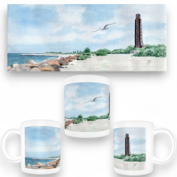 Cup Coffee Cup Mug Watercolor Maritime Art Print Baltic Sea Laboe Beach Naval Memorial LB2