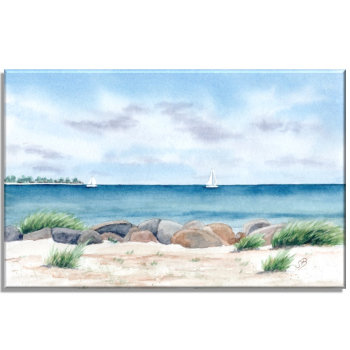 Stretcher frame canvas 30 x 20 cm linen Watercolor Maritime Art Print Baltic Sea Island Fehmarn Laboe Leinwand 30 x 20 cm Keilrahmen Canvas-Leinen  Aquarell Maritim Kunst Druck Kunstdruck Ostsee Laboe Beach  - LB3