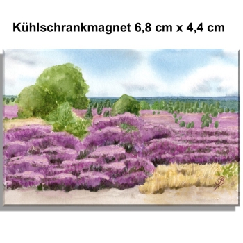 Kühlschrankmagnet   Aquarell Kunst Druck Kunstdruck Lüneburger Heide Lüneburg Landschaft Kutsche Kutschfahrt