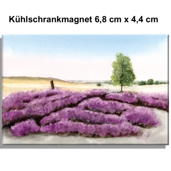 Fridge magnet Watercolor Art Print Luneburg Heath Heathland Landscape Coach Carriage Ride