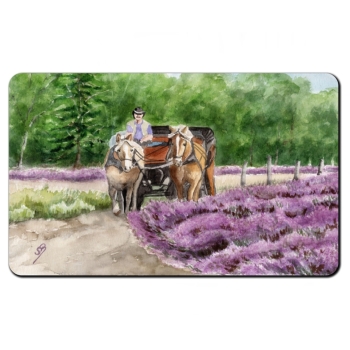Frühstücksbrettchen Brettchen  Aquarell Kunst Druck Kunstdruck Lüneburger Heide Lüneburg Landschaft Kutsche Kutschfahrt