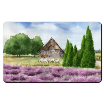 Frühstücksbrettchen Brettchen  Aquarell Kunst Druck Kunstdruck Lüneburger Heide Lüneburg Landschaft Kutsche Kutschfahrt