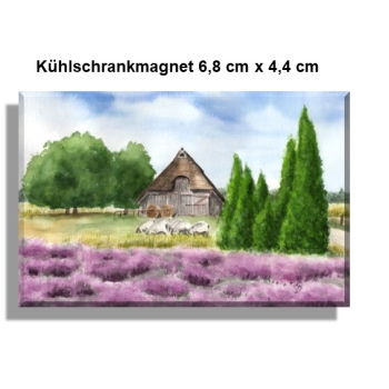 Kühlschrankmagnet   Aquarell Kunst Druck Kunstdruck Lüneburger Heide Lüneburg Landschaft Kutsche Kutschfahrt