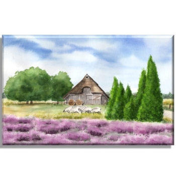 Leinwand 30 x 20 cm Keilrahmen Canvas-Leinen  Aquarell Kunst Druck Kunstdruck Lüneburger Heide Lüneburg Landschaft Kutsche Kutschfahrt