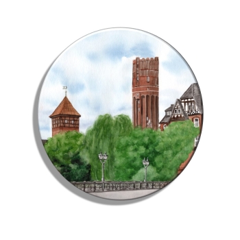 Fridge magnet with bottle opener Watercolor Art Print Luneburg Heath Heathland Landscape Watertower