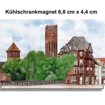 Fridge magnet Watercolor Art Print Luneburg Heath Heathland Landscape  Watertower