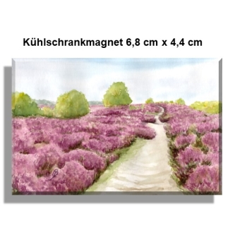 Kühlschrankmagnet   Aquarell Kunst Druck Kunstdruck Lüneburger Heide Lüneburg Landschaft Kutsche Kutschfahrt